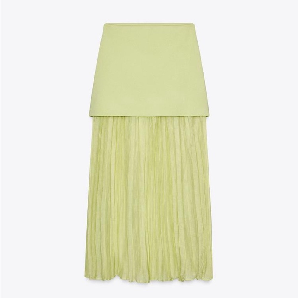 Elegant Lime Green Pleated Skirt